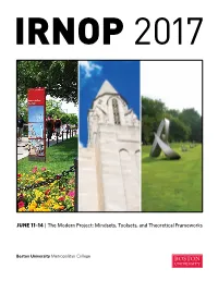 JUNE 11–14 | the Modern Project: Mindsets, Toolsets, and Theoretical Frameworks WELCOME to IRNOP 2017