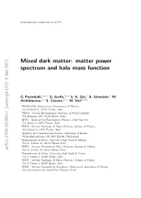 Mixed Dark Matter: Matter Power Spectrum and Halo Mass Function