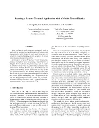 Securing a Remote Terminal Application with a Mobile Trusted Device
