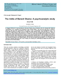 The Riddle of Barack Obama: a Psychoanalytic Study