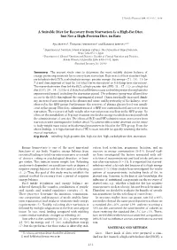 A Suitable Diet for Recovery from Starvation Is a High-Fat Diet, but Not a High-Protein Diet, in Rats