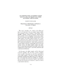 An Introduction to Markov Chain Monte Carlo Methods and Their Actuarial Applications
