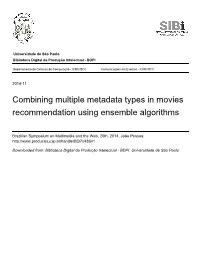 Combining Multiple Metadata Types in Movies Recommendation Using Ensemble Algorithms