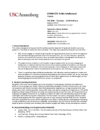 COMM 673: Public Intellectuals 4 Units