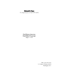Deborah D. Pryce Oral History Interview Final Edited Transcript