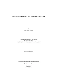Design Automation for Integrated Optics