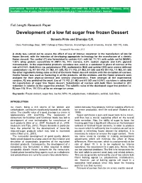 Development of a Low Fat Sugar Free Frozen Dessert