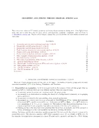 GEOMETRY and STRING THEORY SEMINAR: SPRING 2019 Contents