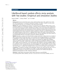 Likelihood-Based Random-Effects Meta-Analysis with Few Studies
