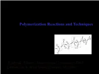 Polymerization Reactions and Techniques