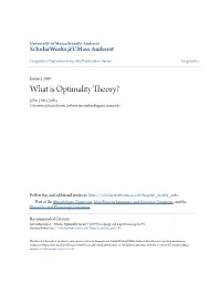 What Is Optimality Theory? John J