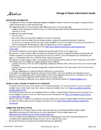 Change of Name Information Guide