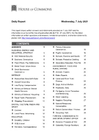 Daily Report Wednesday, 7 July 2021 CONTENTS