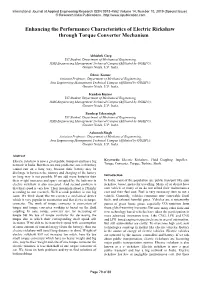 Enhancing the Performance Characteristics of Electric Rickshaw Through Torque Converter Mechanism