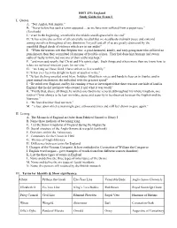 HIST 435: England Study Guide for Exam I I. Quotes. A. “Not Angles, but Angels.” B