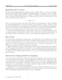 Rendering Mirror Surfaces Ray Tracing Environment Mapping (Reflection