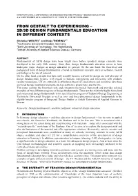2D/3D Design Fundamentals Education in Different Contexts
