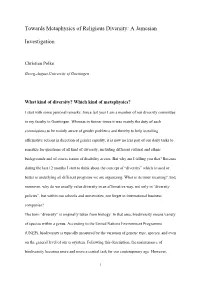 Towards Metaphysics of Religious Diversity: a Jamesian