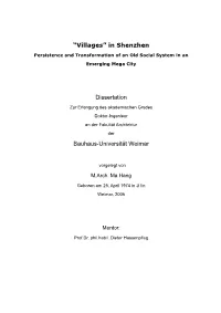 “Villages” in Shenzhen Dissertation Bauhaus-Universität Weimar