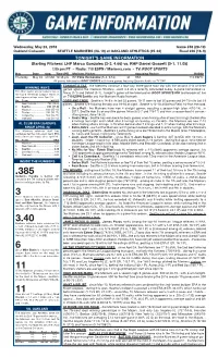 05-23-2018 Mariners Game Notes