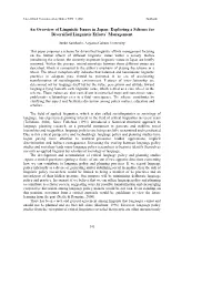 An Overview of Linguistic Issues in Japan: Exploring a Scheme for Diversified Linguistic Efforts1 Management