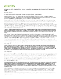 Ehealth, Inc. CTO Sheldon Wang Named One of IDG Computerworld's Premier 100 IT Leaders for 2009