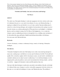 Evolution and Theodicy: How (Not) to Do Science and Theology Neil
