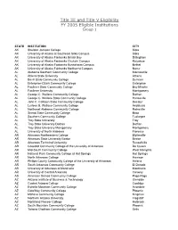 FY 2005 Title III and Title V Eligible Institutions (PDF)