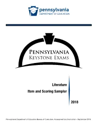 Keystone Literature Item and Scoring Sampler—September 2018 Ii INFORMATION ABOUT LITERATURE INTRODUCTION