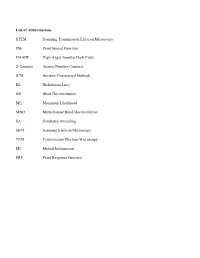 List of Abbreviations STEM Scanning Transmission Electron Microscopy
