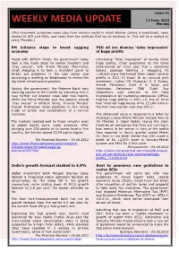 WEEKLY MEDIA UPDATE 11 June, 2012 Monday