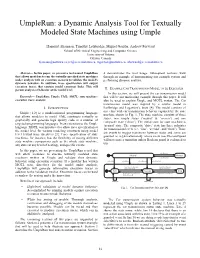 A Dynamic Analysis Tool for Textually Modeled State Machines Using Umple