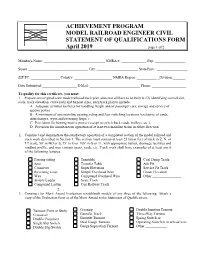 ACHIEVEMENT PROGRAM MODEL RAILROAD ENGINEER CIVIL STATEMENT of QUALIFICATIONS FORM April 2019 Page 1 of 2