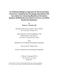 An Artificial Intelligence Approach for Recommending Curriculum