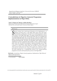 Contradictions in Nigeria's Amnesty Programme Implementation in Niger Delta
