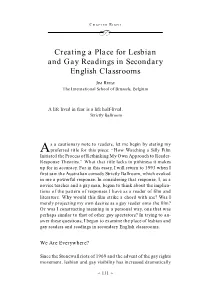Creating a Place for Lesbian and Gay Readings in Secondary English Classrooms