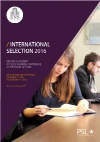 International Selection 2016