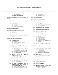 Texas Rules of Appellate Procedure