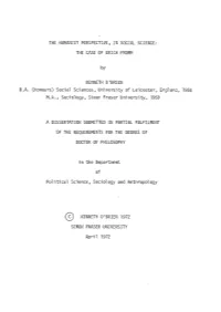 The Humanist Perspective, in Social Science : the Case of Erich Fromm.