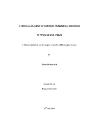 A Critical Analysis of Arbitral Provisional Measures In