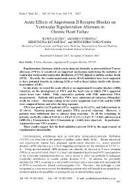 Acute Effects of Angiotensin II Receptor Blocker on Ventricular Repolarization Alternans in Chronic Heart Failure