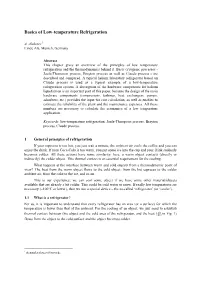 Basics of Low-Temperature Refrigeration