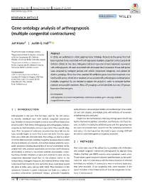 Gene Ontology Analysis of Arthrogryposis (Multiple Congenital Contractures)