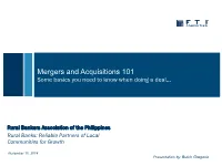Mergers and Acquisitions 101 Some Basics You Need to Know When Doing a Deal…