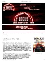Mike Resnick (1942-2020) – Locus Online