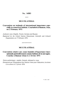 No. 14583 MULTILATERAL Convention on Wetlands Of