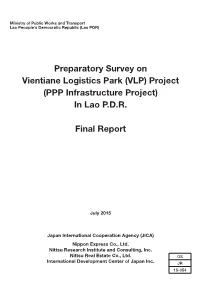 Preparatory Survey on Vientiane Logistics Park (VLP) Project (PPP Infrastructure Project) in Lao P.D.R