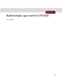 Schmitz, M. D. 2000. Appendix 2: Radioisotopic Ages Used In