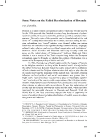 Some Notes on the Failed Decolonization of Rwanda