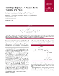 Staudinger Ligation: a Peptide from a Thioester and Azide